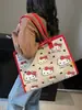 Bolsa Tote Grande Capacidade 2025 Nova Bolsa de Lona Estudante Desenho Animado Trabalhador Moda Versátil Ombro High-End