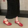 Sandalias Birkenstock Tejidas con Punta Hueca y Suela Suave para Mujer 2026 Nuevo Verano Retro Planas Rojas