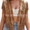 Chaleco de Borlas para Mujer Y2K Sin Mangas Borlas Múltiples Remaches Gamuza Chal Abierto por Delante Chaqueta Cardigan Bohemio