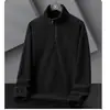 Estilo Outono e Inverno Masculino Lã de Cordeiro Forrado com Fleece Jaqueta Moletom Quente com Meio Zíper Gola Alta Tendência Top de Fleece