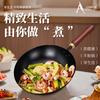 Wok artesanal forjado à mão para uso doméstico, estilo antigo, sem revestimento, padrão martelado, antiaderente, multifuncional, para fritar, fundo redondo, pequena panela de ferro, atacado