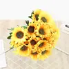 Flor artificial girassol cabeça artesanal de seda pano flor girassol crisântemo diy falso flor acessórios estudioso chapéu decorativo cabeça de flor