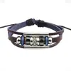 Pulsera Trenzada Multicapa para Hombre de Bicicleta Nueva Europea y Americana Cruzada de Piedra Negra Joyería de Cuero Retro de Moda