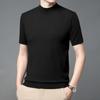 Suéter de punto de manga corta con cuello medio alto para hombre 2023 primavera y verano nuevo para hombres jóvenes y de mediana edad de color sólido casual para llevar debajo