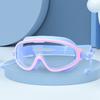 Gafas de natación para niños y niñas con montura grande, impermeables, antivaho, HD, transparentes, con tapones para los oídos y silicona transparente.