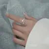 Anillo de Plata de Ley S925 con Estrella de Cinco Puntas para Mujer Moda Elegante Nicho Diseño Simple Estilo Frío Anillo para Dedo Índice Envío Directo