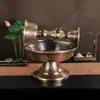 Copa de Vino Dorada de Cobre Hecha a Mano Nepalí, Nuevo Diseño Engrosado con Ocho Patrones Auspiciosos, Adorno para Decoración del Hogar
