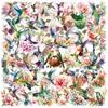 50 Piezas de Pegatinas Transparentes de Colibrí Acuarela para Decorar Fundas de Teléfono, Maletas, iPad, Pegatinas Impermeables Transfronterizas