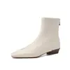 Botines coreanos adelgazantes talla grande 40-42 versátiles invierno 2026 botines cortos elásticos de tacón bajo grueso punta cuadrada para mujer