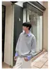 Sudadera bicolor de dos piezas falsas con cuello de camisa, top unisex de manga larga para otoño, corte holgado con cuello de solapa, adecuado para parejas