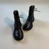 Versión de piel de oveja~2026 nuevos botines estilo británico de piel auténtica, botas Martin con plataforma para mujer que aumentan la altura, con cordones, suela gruesa, botas de motocicleta