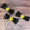 Pequeña Estrella Dorada Fresca Lazo Blanco Decoración de Pastel de Azúcar Inserto Fiesta de Cumpleaños Mesa de Postres Paquete de 3