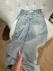 Jeans Rectos de Invierno para Mujer, Estilo Nuevo, Corte Holgado, Forrados de Polar, con Diseño de Pedrería, Pantalones de Pierna Ancha Estrecha
