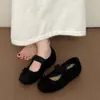 Zapatos Mary Jane de invierno para mujer, cálidos, forrados de polar, para exteriores, nuevo diseño estilo francés 2026, con aumento de altura interior, suela plana