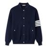Nova Roupa Masculina Jianheng Outono e Inverno High-End Textura de Casal Tricô Masculino Cardigan de Quatro Listras Tricô Slim para Homens