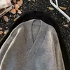 Nueva colección otoño/invierno 2025: Suéter tejido casual retro americano, de corte relajado y cuello en V, prenda exterior de color liso para hombre