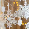 Flocos de Neve de Natal Flocos de Neve de Árvore de Natal Flocos de Neve Acrílicos Transparentes Flocos de Neve Dourados Pingentes de Decoração de Janela