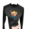 Nueva Camiseta de Manga Larga De Rong para Niñas Primavera y Otoño Top de Cuello Alto Medio para Niños Mayores Camiseta Base Otoño e Invierno Ins