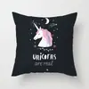 Suministro directo de fábrica funda de almohada creativa cuadrada de dibujos animados de unicornio linda funda para cojín de respaldo de sala de estar dormitorio del hogar