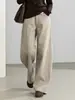 Calça Jeans Larga Colorida de Algodão Lyocell Xingelai para Mulheres, Estilo Outono, Verde Cáqui, Solta Casual Versátil Jeans Longo