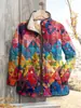 Chaqueta acolchada de algodón para mujer, moda independiente transfronteriza 2025 de Temu, con estampado digital de plantas y flores