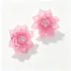Nuevos Pendientes Transfronterizos Vintage de Flor Blanca, Pendientes Estilo Banquete con Centro de Perla de Cristal de Flor Grande y Suave, Fuente de Suministro