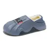 Pantuflas de Algodón con Estampado de Letras de Moda para Hombre en Otoño e Invierno Zapatillas de Casa para Interiores con Talón de Bolsa Forradas de Felpa Suela Gruesa Antideslizante Zapatos de Algodón