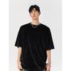 Camiseta Masculina de Verão Nova de Veludo Fino Estilo Japonês Hong Kong Manga Curta Respirável Estilo High Street Despojado Cool Retrô Versátil