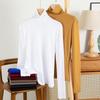 Camiseta de cuello alto fina de malla para debajo de la ropa, elástica, simple, top T-shirt, nuevo de invierno, color liso, corte ajustado, ropa interior, ropa exterior para mujer