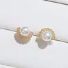 Accesorios para hacer tú mismo: Monturas de aretes de perla en forma de abanico de plata de ley S925, componentes de aretes de moda, monturas de plata, productos semiacabados, 6 mm