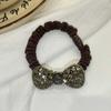 Anillo para el cabello con forma de lazo de cristal y diamantes, estilo vintage de Corea del Sur, exquisita cuerda para el cabello, anillo francés de colon, banda de goma para la cabeza.
