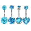 4 piezas de joyería para ombligo de comercio electrónico transfronterizo más vendida, anillo para ombligo de acero inoxidable con circonita incrustada, forma de corazón redondo, piercing para ombligo, joyería de perforación europea y americana