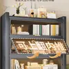 Armário de Armazenamento de Aço Prateleira de Armazenamento Doméstico Estante de Livros para Quarto Armário de Armazenamento Multi-Camadas de Piso para Varanda com Porta Armário de Armazenamento para Sala de Estar