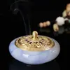 Quemador de Incienso de Vidrio y Jade Estilo Zen Chino para Uso Doméstico, Quemador de Madera de Áloe Estilo Antiguo, Quemador de Sándalo, Quemador de Incienso, Adorno para Ceremonia del Té