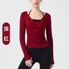Camiseta de Manga Larga Cruzada con Cuello en V para Yoga Ropa Deportiva de Correr para Mujer Blusa Exterior Efecto Adelgazante Top de Pilates Fitness