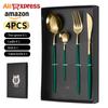 Conjunto de Talheres de Aço Inoxidável Português Transfronteiriço Temu Conjunto de Quatro Peças Faca, Garfo e Colher Hotel Faca, Garfo e Colher para Bife Ocidental