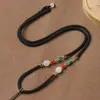 Corda para Pingente de Jade Aventurina, Amuleto Budista, Cristal de Cera de Abelha, Corda para Pingente de Ágata, Colar de Corda Ajustável Feito à Mão para Homens e Mulheres