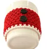 Funda de Taza Tejida para Taza Roja de Café, Diseño de Cuerda Retorcida, Funda de Lana Jacquard de Doble Cara, Suministro Directo del Fabricante, Funda de Taza al por Mayor