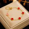 Nuevo Conjunto de Collar y Pendientes de Flor de Ciruelo de Acero de Titanio, Moda, Personalidad, Estilo Coreano Elegante Conjunto de Joyería de Acero Inoxidable con Flor de Cinco Pétalos
