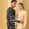 Conjunto Térmico Unissex Escovado Quente AB Slimming Flattering Estilo Casal Outono/Inverno Top de Outono Calça de Outono Mulheres