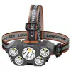 Linterna frontal LED de 11 luces USB recargable para exteriores transfronteriza, luz fuerte, para correr de noche, ciclismo, linterna frontal montada en la cabeza, linterna frontal portátil multifuncional