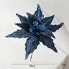 Flor de Navidad Personalizada de Lujo de Terciopelo con Polvo Adhesivo Simulado Flor de Navidad 28cm Borgoña Champaña Rosa Flor de Navidad