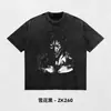 Camiseta Informal Holgada de Manga Corta con Estampado de Dibujos Animados y Anime, Algodón Lavado Transpirable Delgado de Verano, Transfronteriza, 230g
