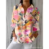 2026 Verão Nova Camisa Floral Feminina Camisa com Gola Cruzada Amazon Mulheres Top com Estampa Digital 3D