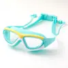 Los fabricantes suministran gafas de natación para niños antivaho gafas de natación para niños y niñas marco grande combinación de colores con tapón para los oídos de una sola pieza 5021