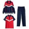 Conjunto de Uniforme Escolar de Primavera y Otoño para Estudiantes de Primaria y Secundaria, Conjunto de Tres Piezas, Uniforme de Clase para Escuela Secundaria, Ropa Deportiva Estilo Universitario, Chaqueta Unisex