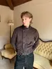 Chaqueta Eme con Cuello Alto, Diseño Retro, Estilo Old Money, Corte Holgado Casual, Silueta Otoño e Invierno, Unisex con Cuello de Solapa