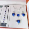 Suprimento do Fabricante Europeu e Americano Popular Cruzado Gota d'Água Coração Formato Joias Conjunto de Três Peças Colar Brincos Anel Pingente de Diamante
