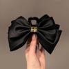 Pinza de Lazo Doble Faz Negro Estilo Hepburn para Mujer, Grande, de Alta Gama, para el Cabello, Parte Posterior de la Cabeza, Tipo Tiburón, Tocado