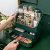 Caja de Almacenamiento de Cosméticos Popular en Internet para el Hogar, Transparente, Simple, a Prueba de Polvo, Tipo Cajón, Estante Multifuncional de Escritorio para Almacenamiento de Cosméticos